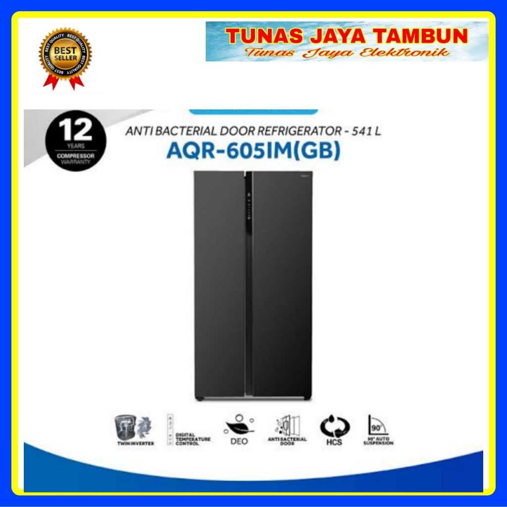 KULKAS SIDE BY SIDE AQUA  AQR 605 IM(GB) / KULKAS AQUA SBS AQR 605 IM(GB) 540 LITER