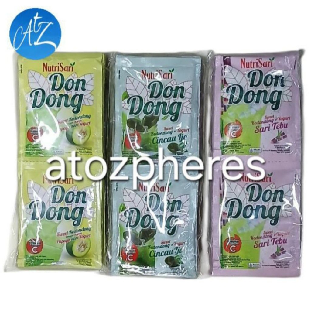 

Minuman serbuk bubuk instan buah dondong ekstrak pepaya sari tebu cincau ijo dengan yoghurt halal MUI NutriSari Nutri Sari Don Dong Sweet Kedondong Papaya Extract Ambarella Green GrassJelly Sugar Cane Flavour Yogurt kemasan sachet 10 sachets x 14g