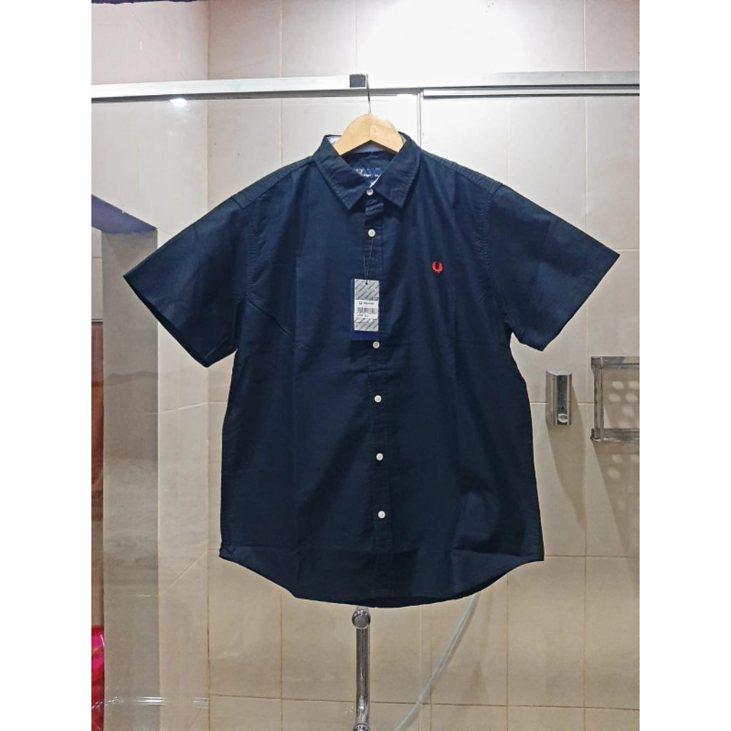 ( FRED PERRY ) KEMEJA PRIA/ SHORT SLEEVE NEW EDITION BLACK 100% ORIGINAL