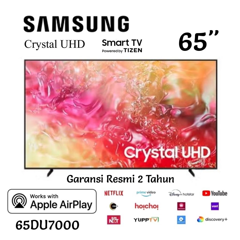 SAMSUNG Crystal 4K Smart TV 65 Inch - TIZEN OS Smart 65DU7000K Dolby AIRPLAY Garansi Resmi