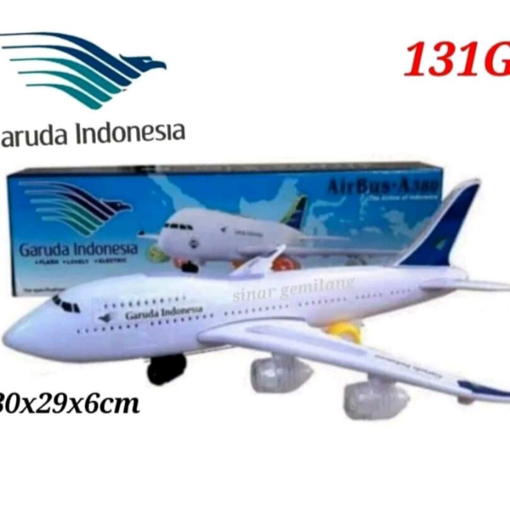 MAINAN ANAK KENDARAAN PESAWAT TERBANG BATREI JALAN LAMPU SWARA PLASTIK KARDUS