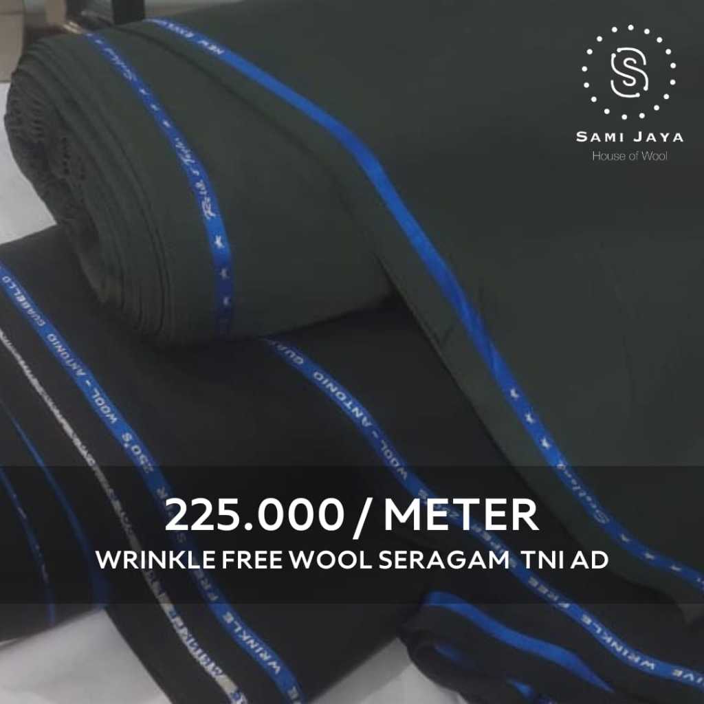 (per 0,25m) Kain Bahan Seragam TNI AD Wrinkle Free WOOL (WARNA BARU)