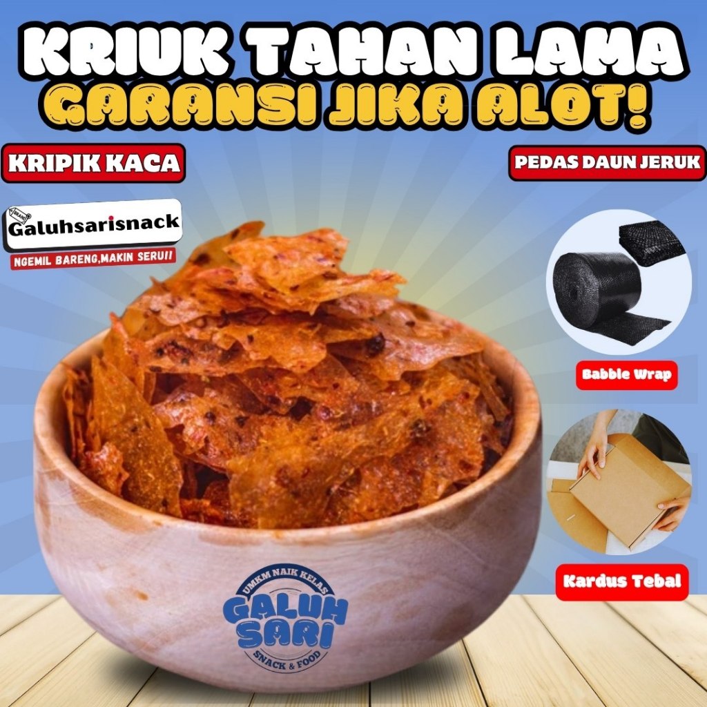 

Keripik Kaca Beledag Sultan Kiloan Bumbu Pedas Gurih Daun Jeruk Super Renyah Anti Alot Praktis