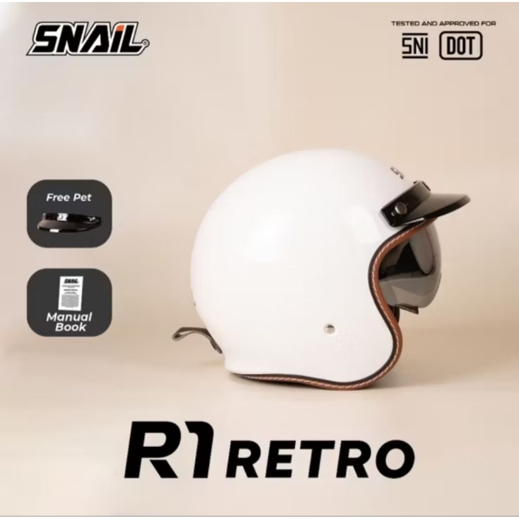 Helm Snail R1 Retro Solid White