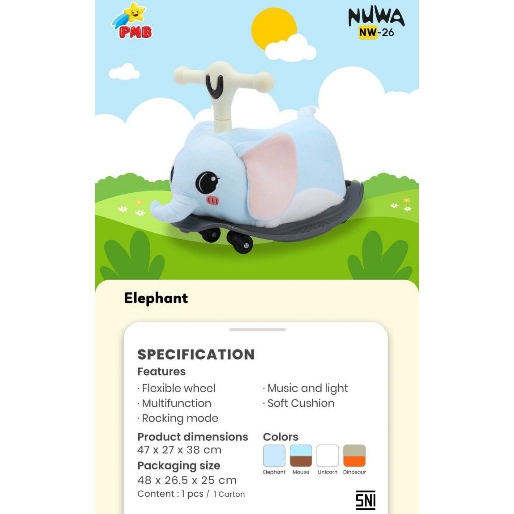 PMB/PMB Ride On Elc NW26/PMB Animal Hopper Nuwa  NKYZ-087C/PMB Ride On Elephant/PMB Ride On Mouse/PM