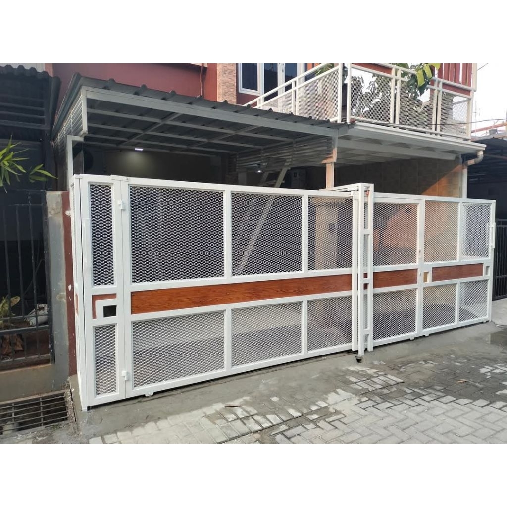 pagar rumah minimalis modern motif expanda metal dan plat forporatet