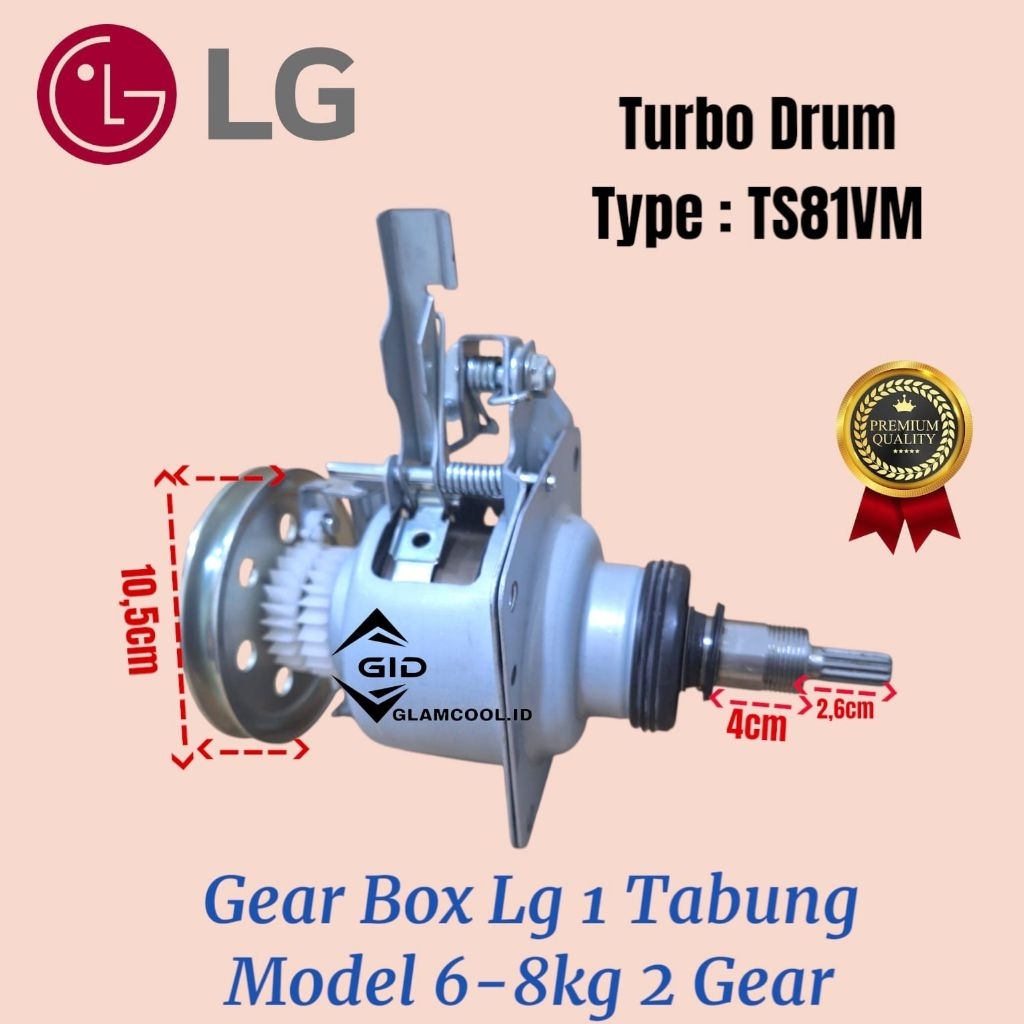 GEARBOX MESIN CUCI LG 1 TABUNG 6-8KG TURBO DRUM TS81VM