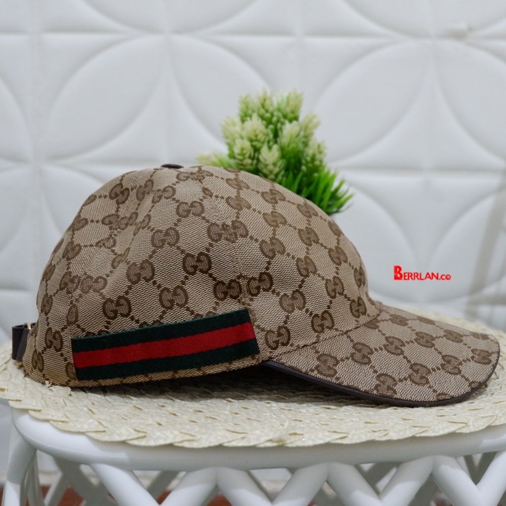 Gucci Original GG Canvas Baseball Hat With Web 100% Original