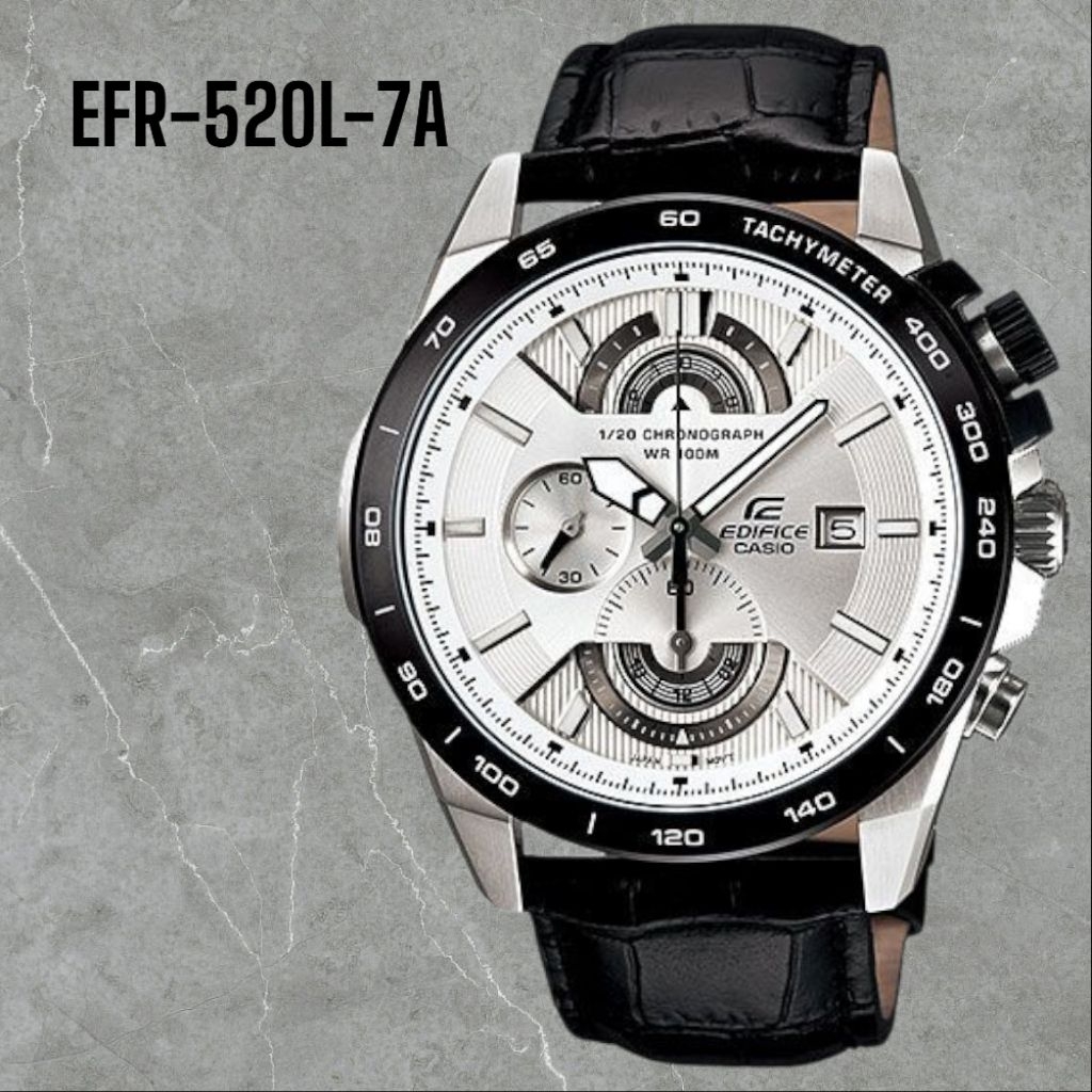 JAM TANGAN PRIA MERK CASIO EDIFICE TYPE EFR 520L KULIT ORI BM FREE BOX