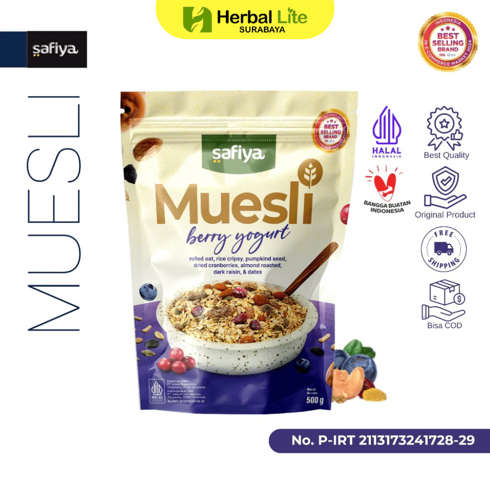 

Safiya Muesli Berry Yogurt 500 Gram Sereal With Almond Premium