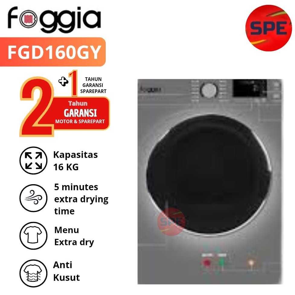 DRYER FOGGIA KAPASITAS 16 KG FGD160 / FGD-160 MESIN PENGERING PAKAIAN (GARANSI RESMI MEDAN)