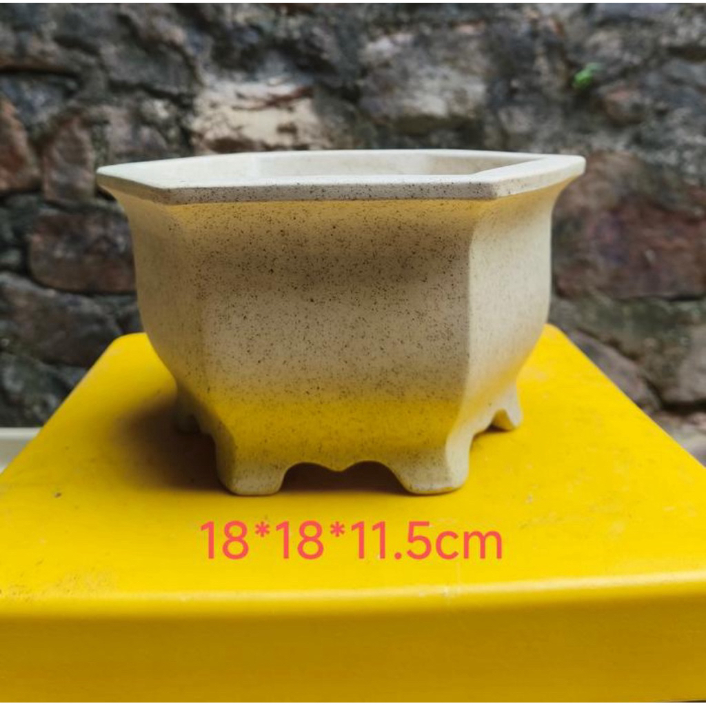 Authentic Yixing Zisha Snowflakes Hexagon Premium Bonsai Pot