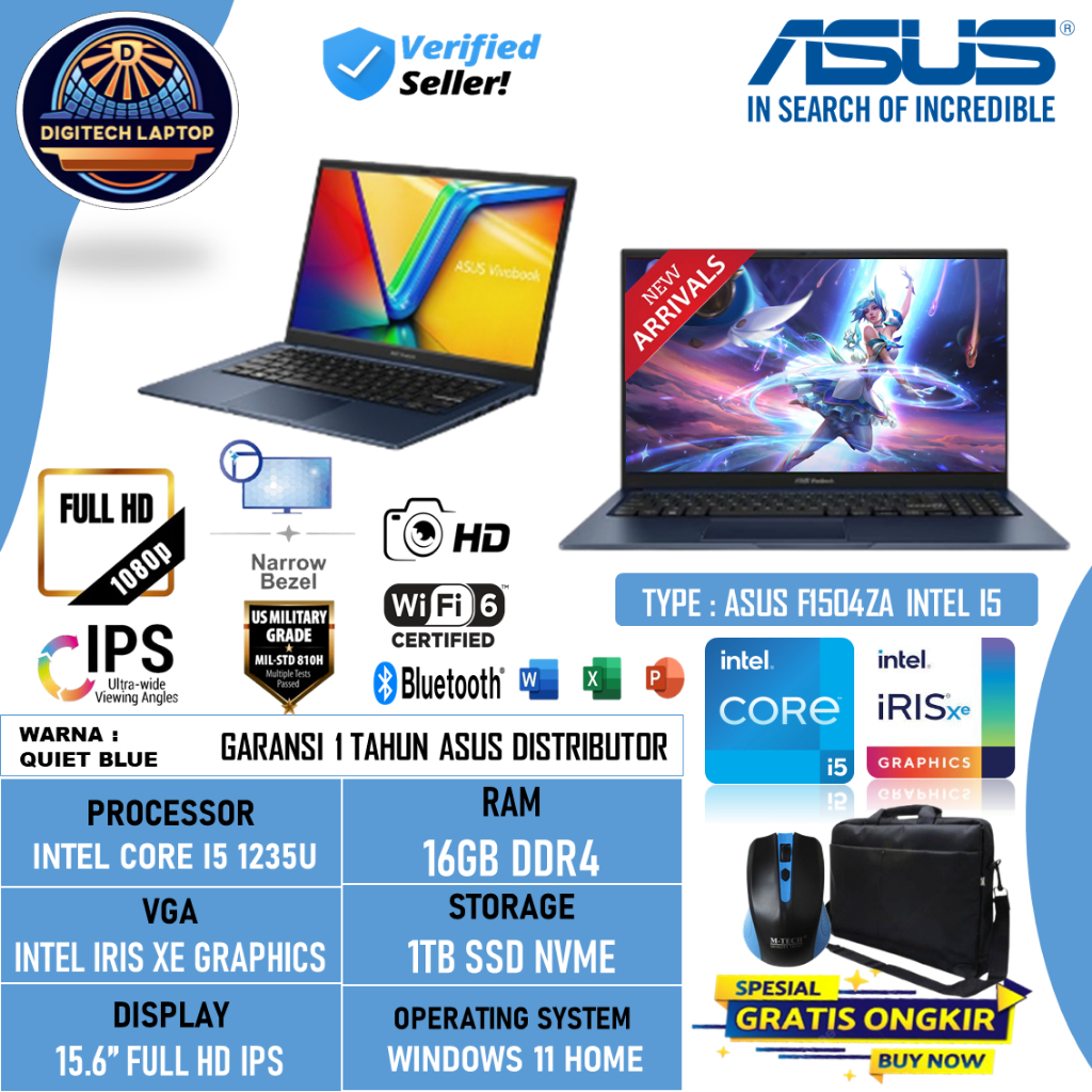 PROMO Laptop Asus Vivobook 15 F1504ZA Intel Core i5 1235U RAM 16GB 1TB 15.6 Inch Full HD Windows 11