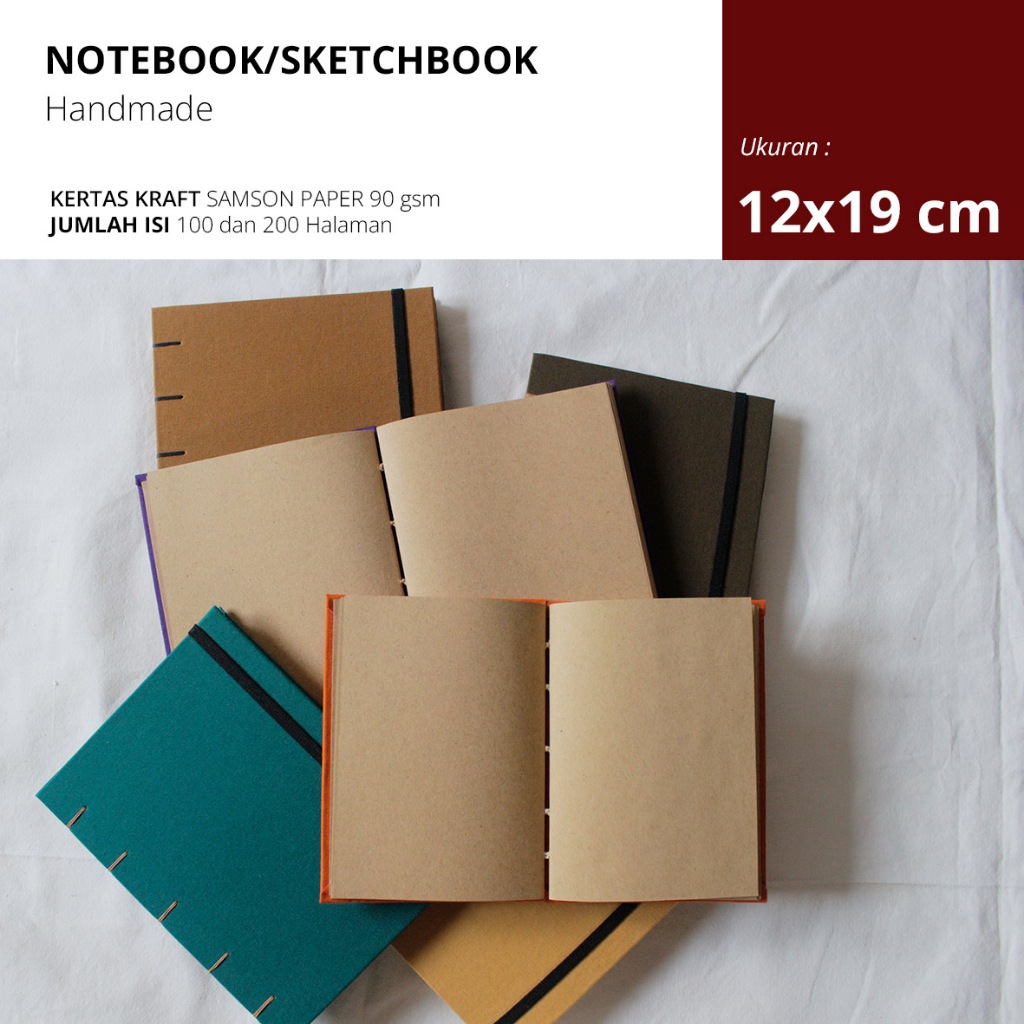 

(Pre-Order Custom Isi) Handmade Notebook Buku Catatan Cover Polos Ukuran 12x19 cm
