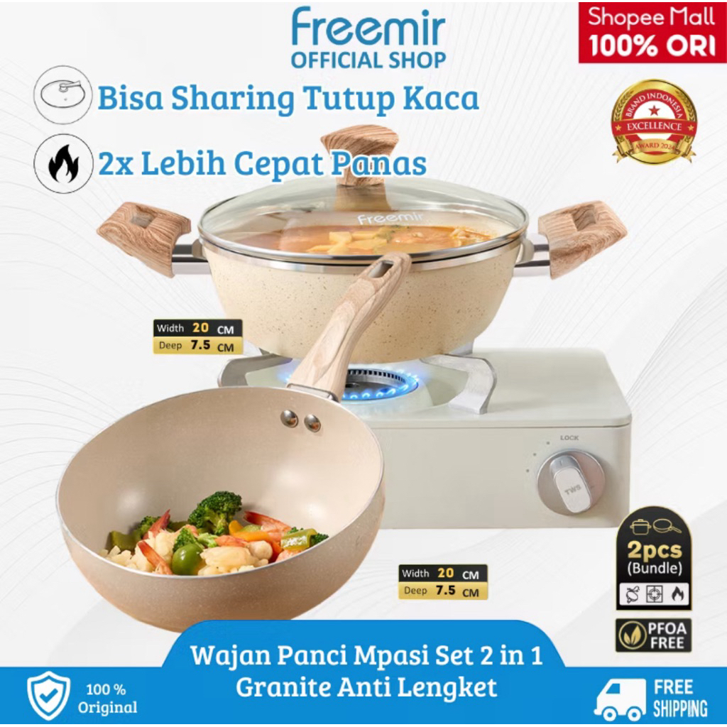 Set Wajan Panci Granite Anti Lengket Freemir Free Sutil