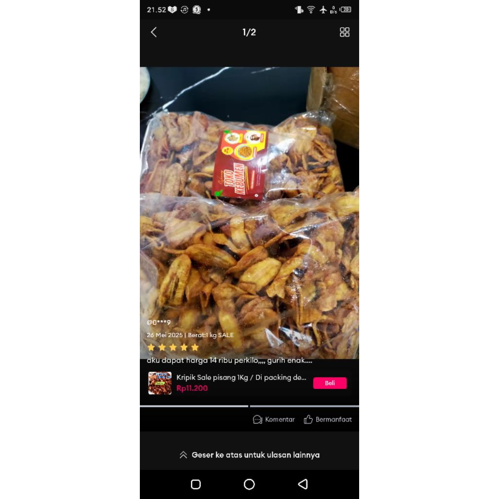 

Cahayadstore Keripik Pisang 500Gr/1Kg Free Packing Duss