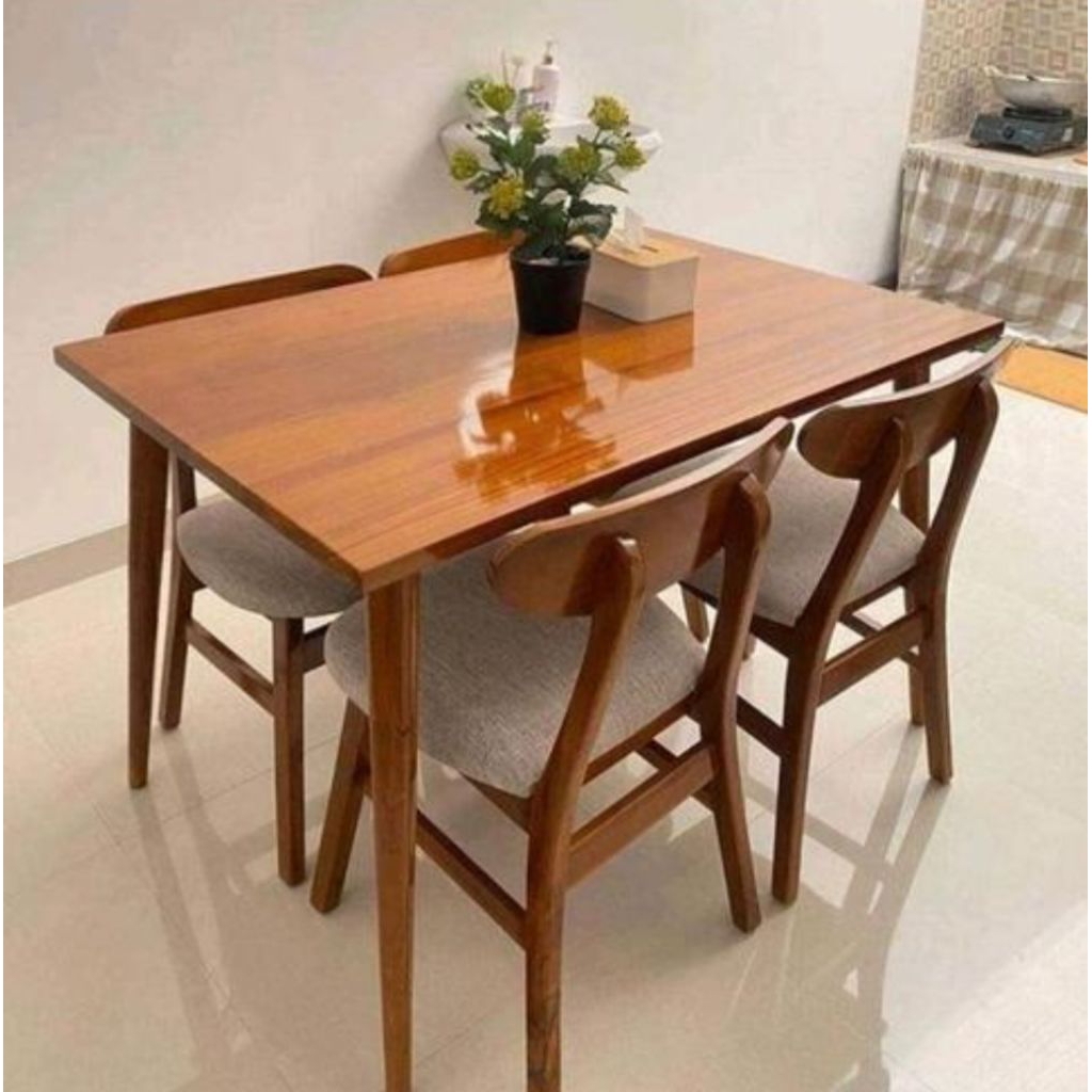 BM1 Dining Table Minimalis Meja Makan Meja Cafe Kayu Jati Jepara - 4, 80X80Cm