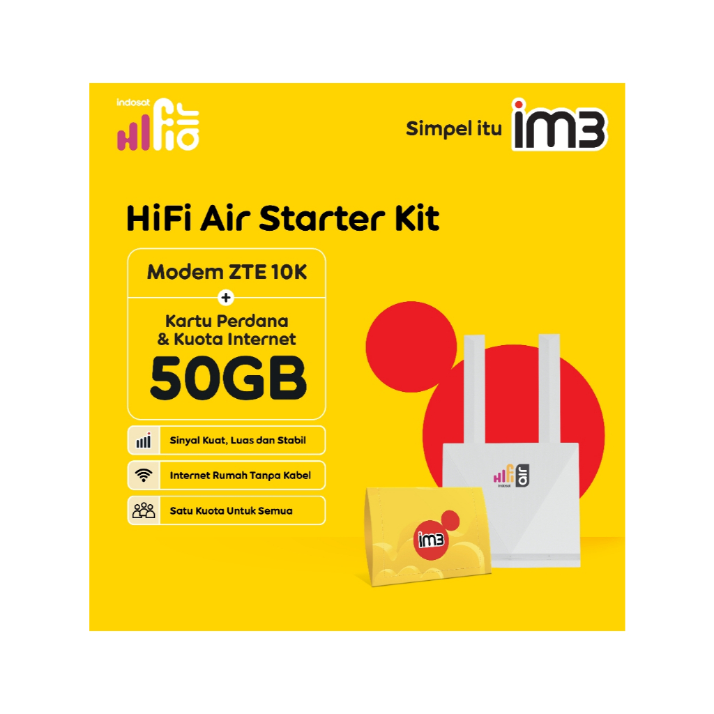 HIFI AIR INDOSAT WIFI ROUTER PORTABLE - BUNDLING 50GB