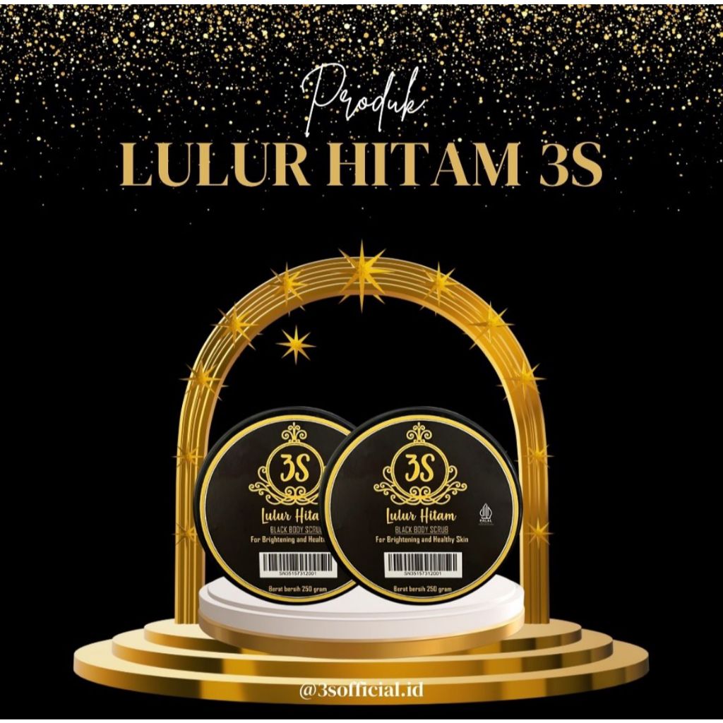 Lulur hitam 3S 1 pot Lulur pemutih Lulur pencerah Lulur hitam Pemutih badan Pemutih kulit