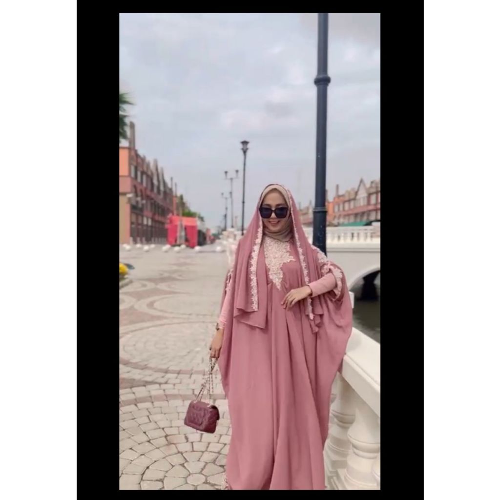 Gamis Syar’i Premium Khayla Azzahra Set Khimar Bordir Mewah Ceruty Baby Doll Bus