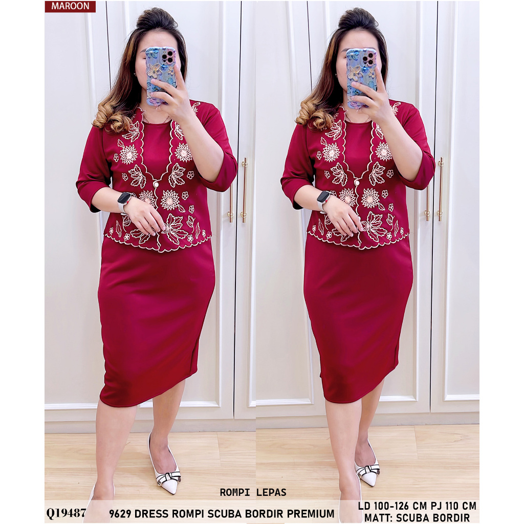 9629 DRESS ROMPI SCUBA BORDIR PREMIUM