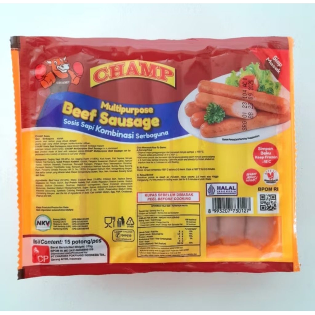 

CHAMP sosis sapi serbaguna 375gr isi 15pcs