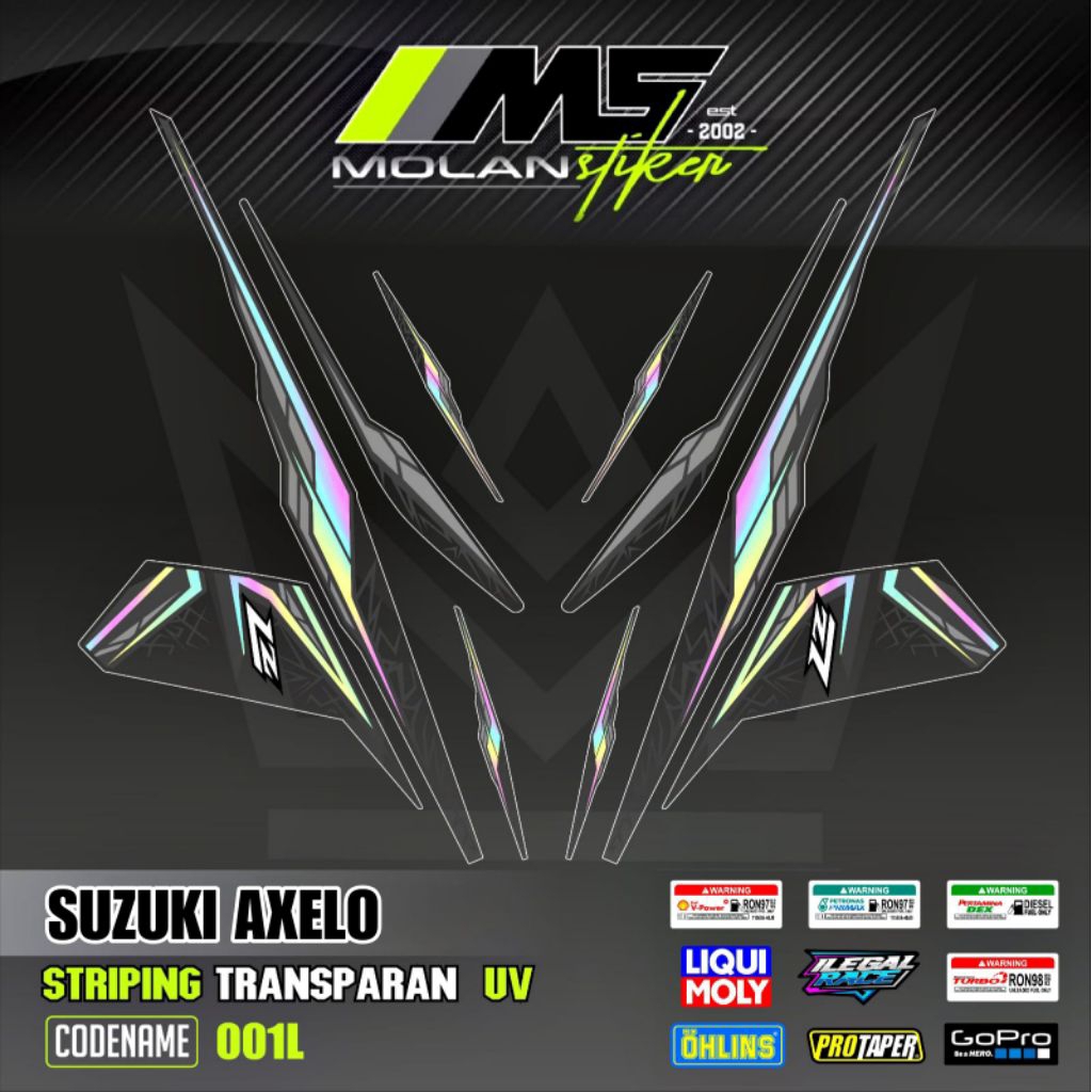 Decal Sticker Striping Variasi Transparan Uv Suzuki Axelo 125 Suzuki Shogun Axelo R 125 Shogun Axelo