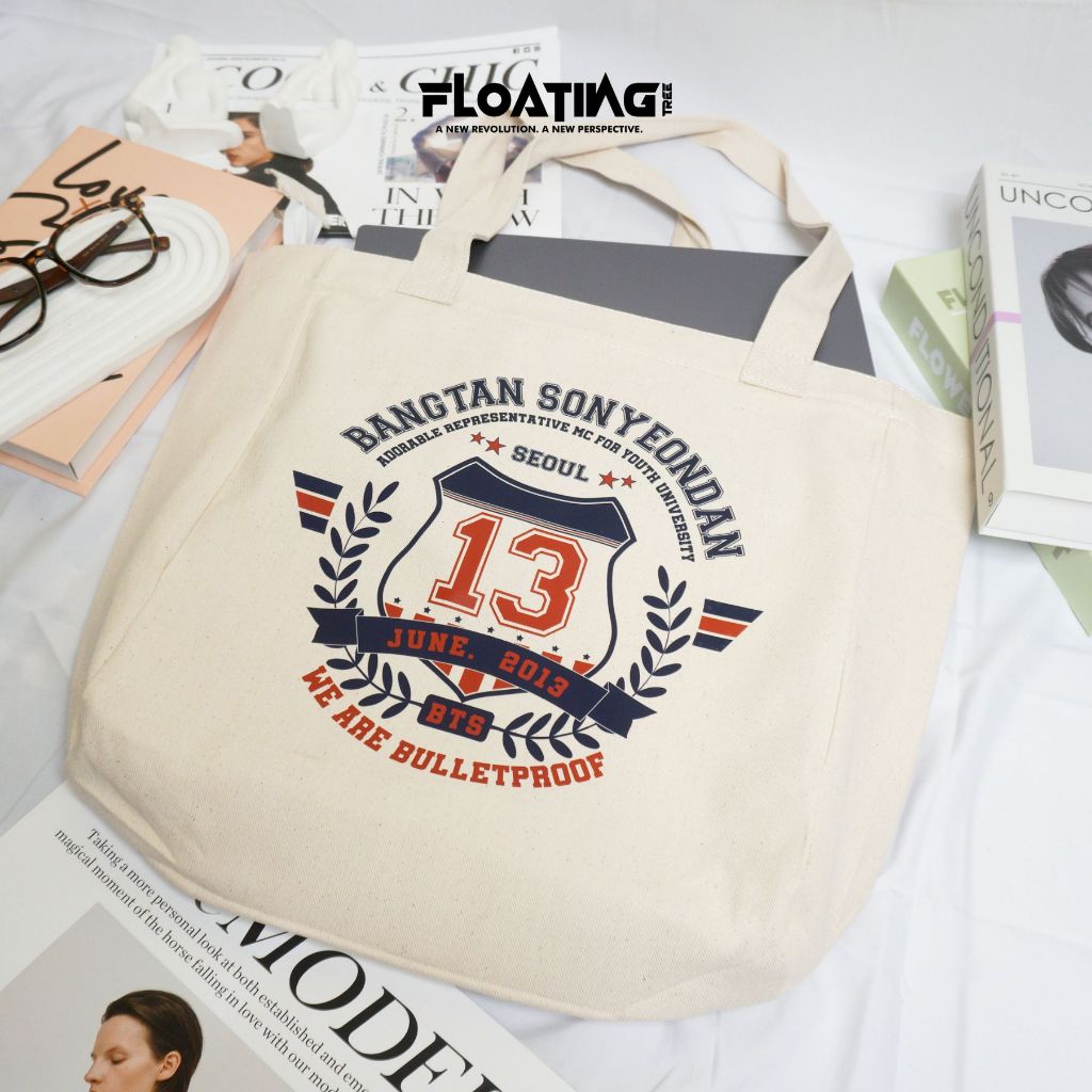 Totebag Kpop Fanmade Aesthetic Kanvas Resleting University Edition BTS ARMY