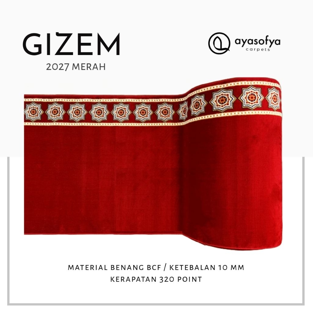 Karpet Masjid Turki Gizem Roll Meteran – Tebal 10mm, Lebar 120cm, Motif Polos Elegan