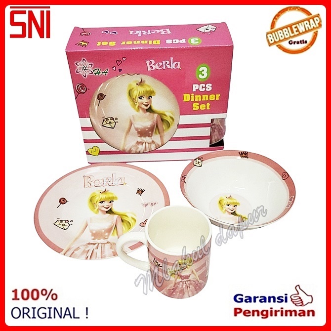 Set peralatan makan keramik Hampers Piring Karakter keramik Free BPA set 3 pc SNI
