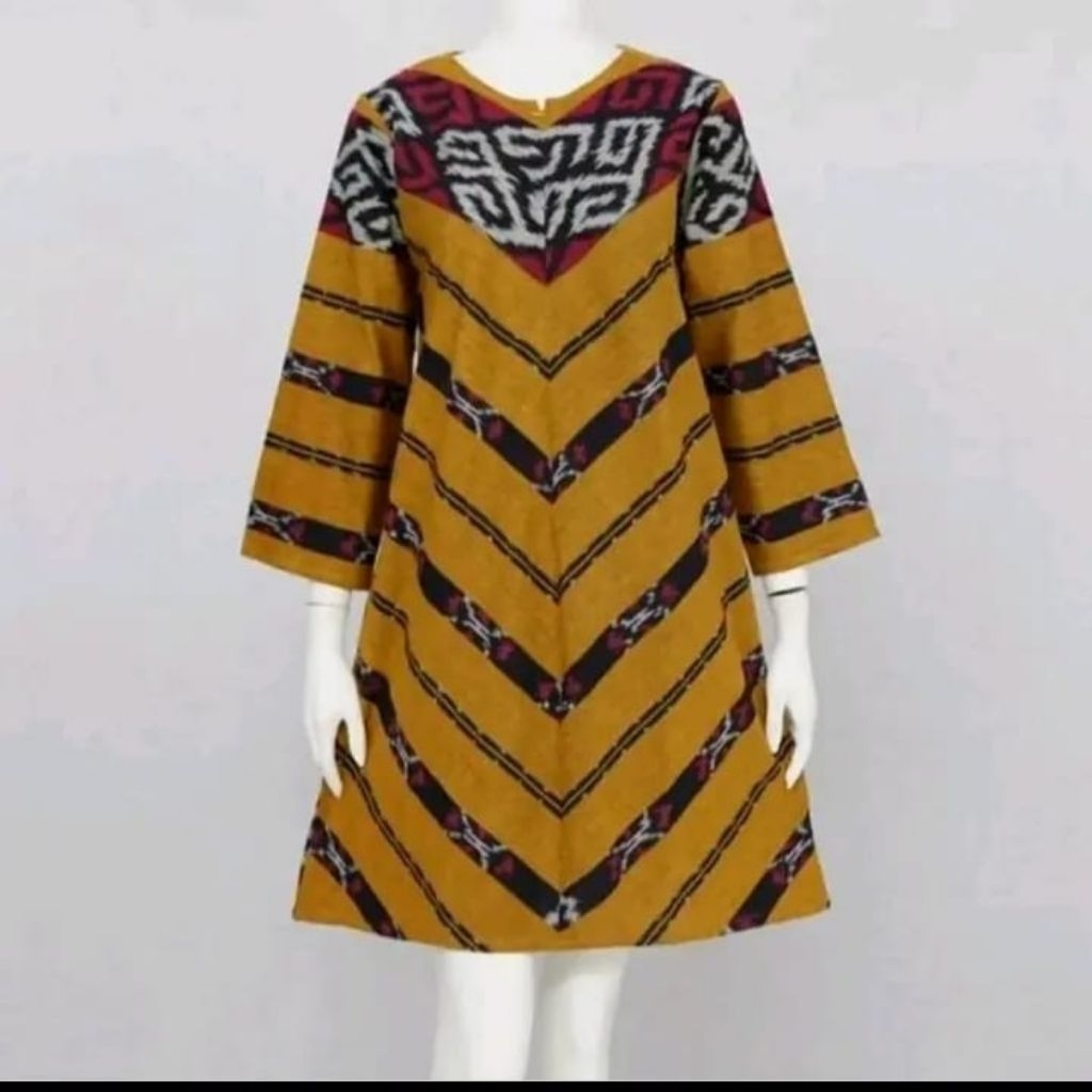 DRESS TUNIK TENUN. BAJU TENUN WANITA. BAJU ATASAN TENUN LENGAN PANJANG