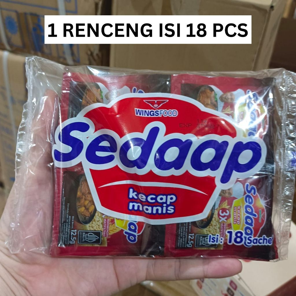 

(1 RENCENG ISI 18 PCS) Kecap Sedaap Manis Sachet 500-an 12.5gr Isi 18 Pcs Renceng Kecap Sedap Kedelai Hitam Wings Kemasan 500