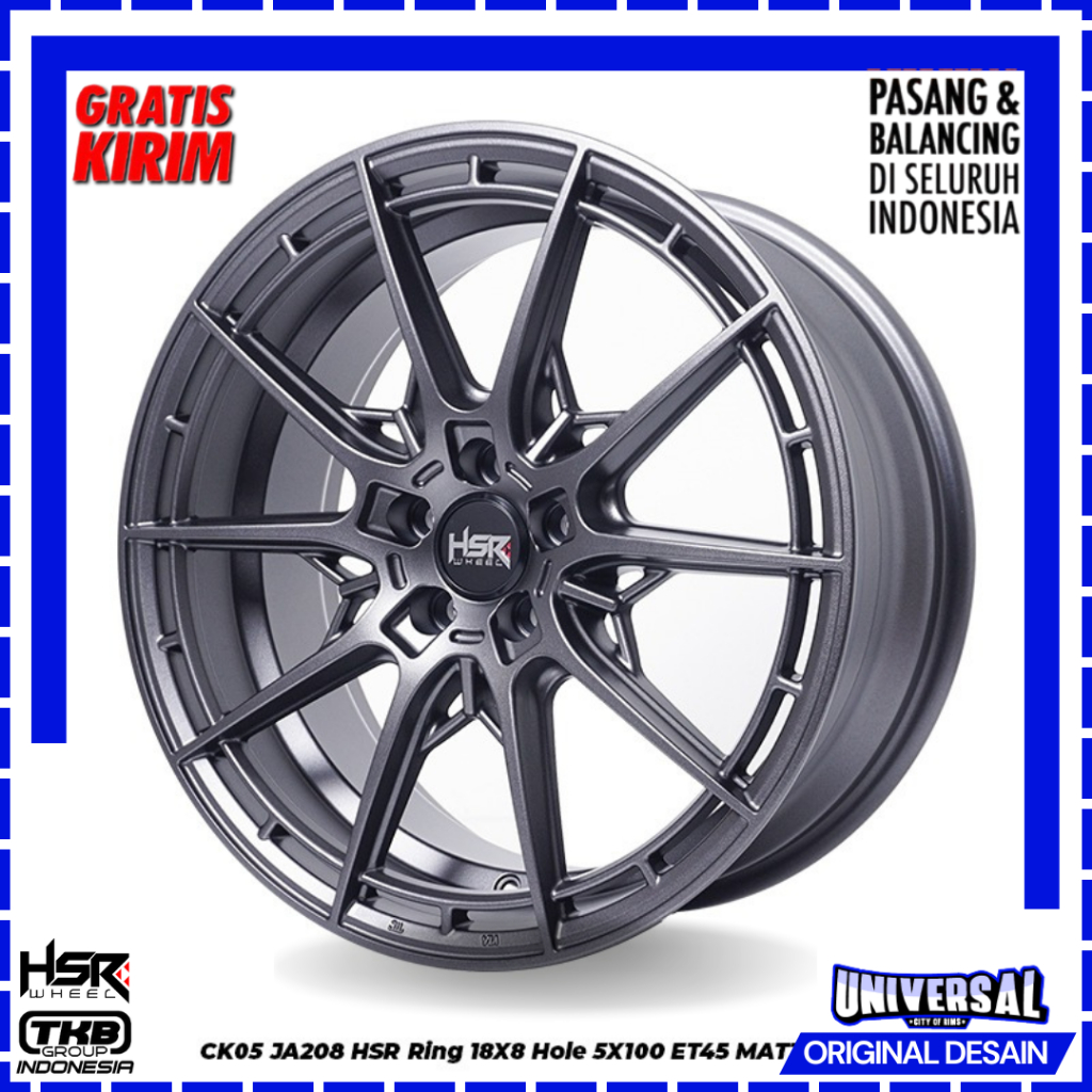 HSR CK05 JA208 R18X8 5X100 ET45 MG VELG RACING BUAT MOBIL BRZ Impreza Forester Golf Polo FT86 Celica