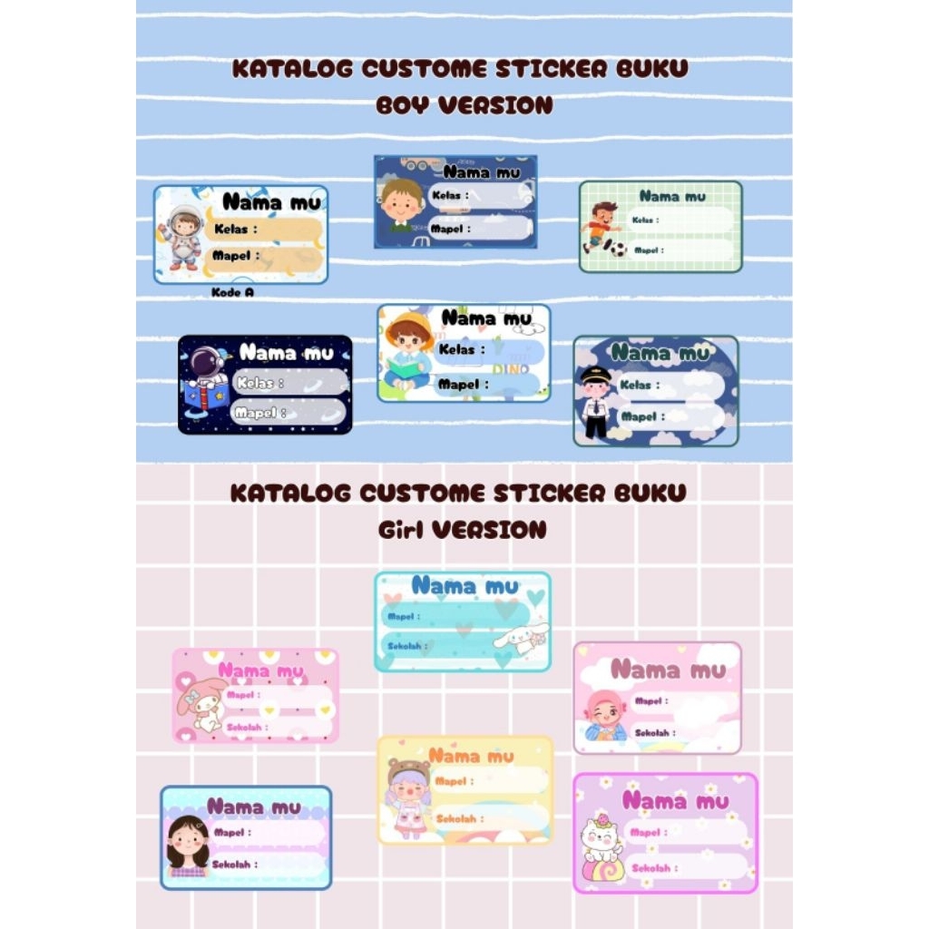 

stiker label nama buku custom