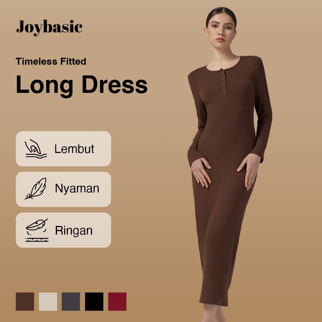 Joybasic Timeless Fitted Long Dress Super Nyaman