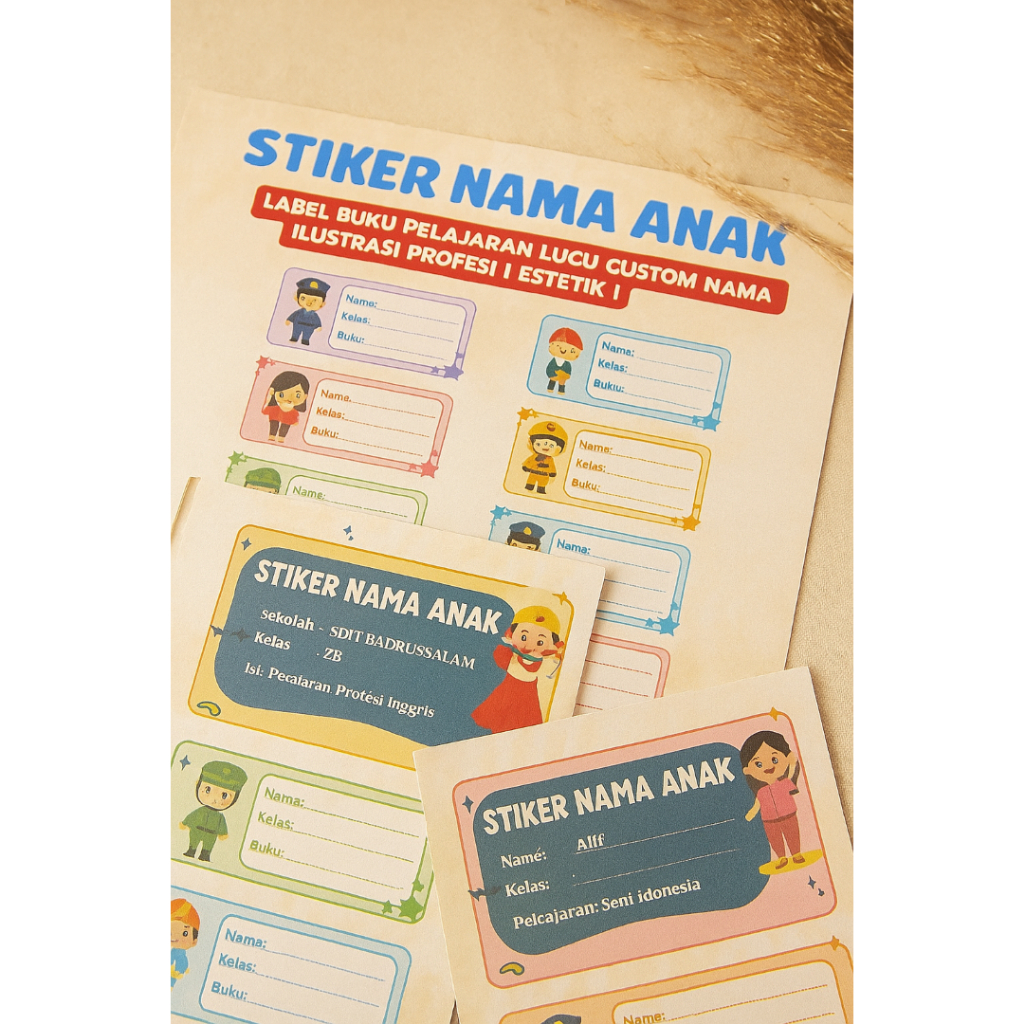 

Label Buku Pelajaran TK SD+Ilustrasi Profesi+bisa custom nama