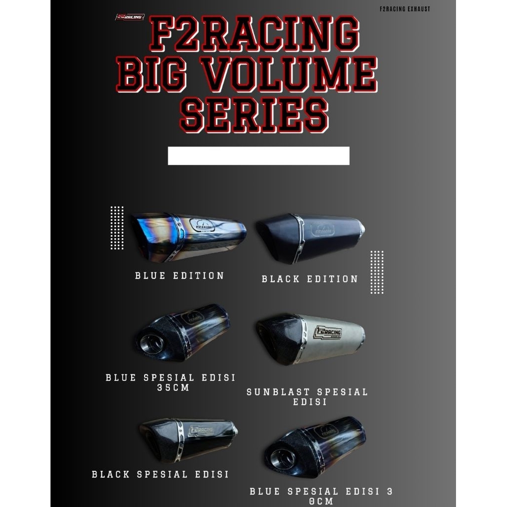 Silincer knalpot motor F2RACING EXHAUST tipe BIG VOLUME ORIGINAL