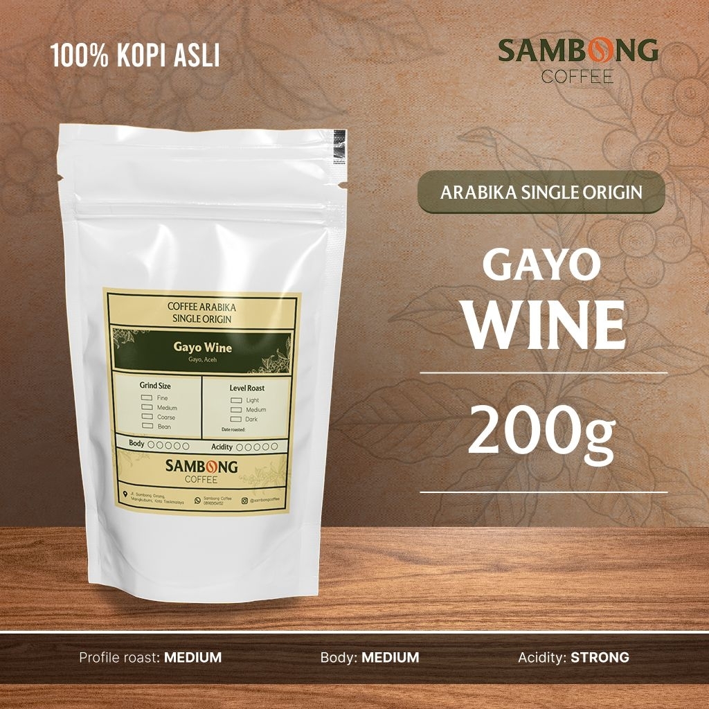 

Kopi Arabika Gayo wine 200g
