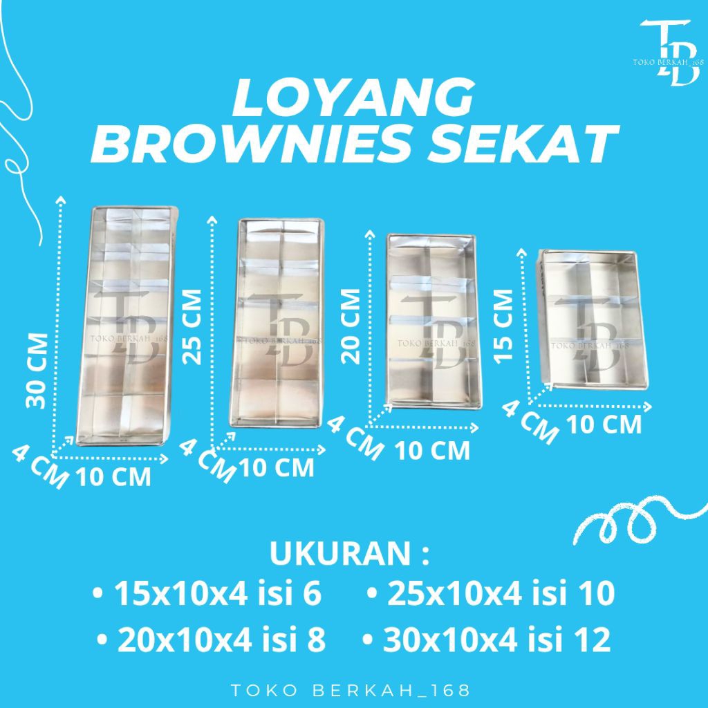 LOYANG ALUMINIUM BROWNIES SEKAT / CETAKAN SEKAT / LOYANG BROWNIES SEKAT / LOYANG SEKAT PERSEGI PANJA