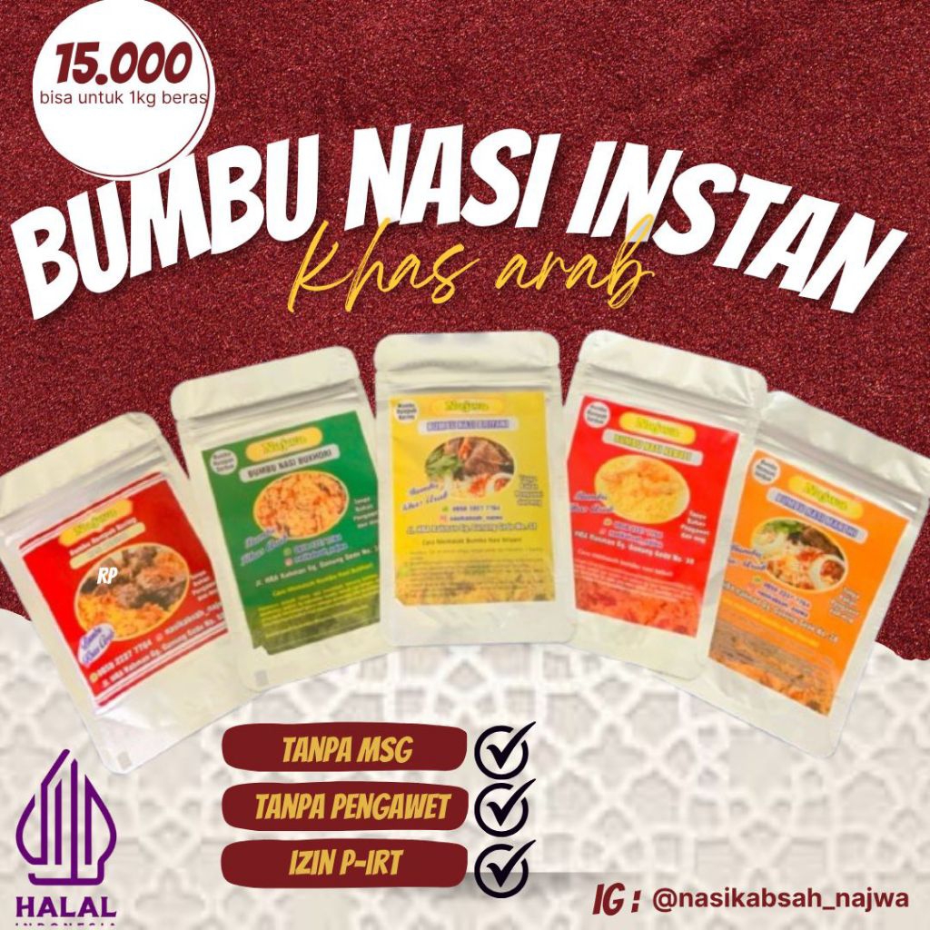 

bumbu nasi briyani, mandhi, kabsah, bukhori lengkap praktis bumbu rempah arab/india