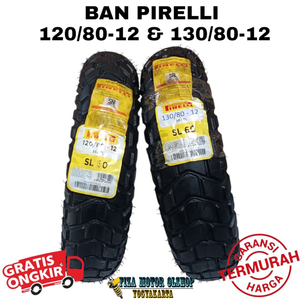 PROMO BAN PIRELLI SL 60 TUBELESS MATIC RING 12 BAN TUBELESS PIRELLI SL60 120/80-12 130/80-12 BAN TUB