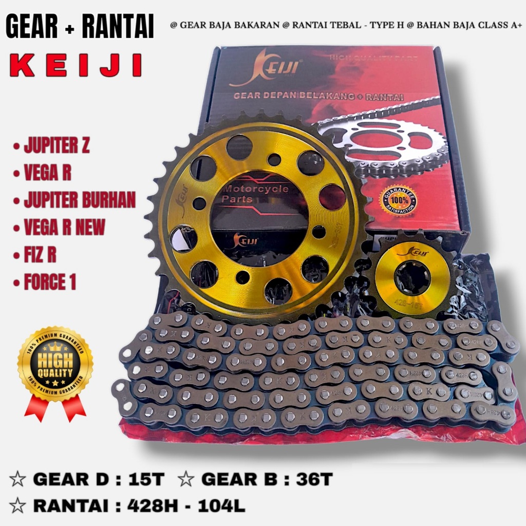 GEAR GIR RANTAI SET PAKET [ KEIJI ] YAMAHA - JUPITER Z , VEGA R , FIZ R , FORCE 1 , VEGA R NEW , SIG