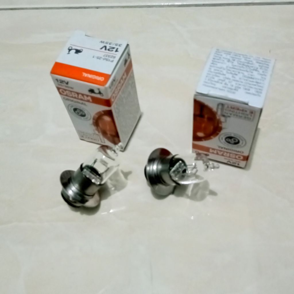 Lampu bohlam depan standar motor H 6 OSRAM halogen 12 V 25 W- 35 W cahaya sorot kuning