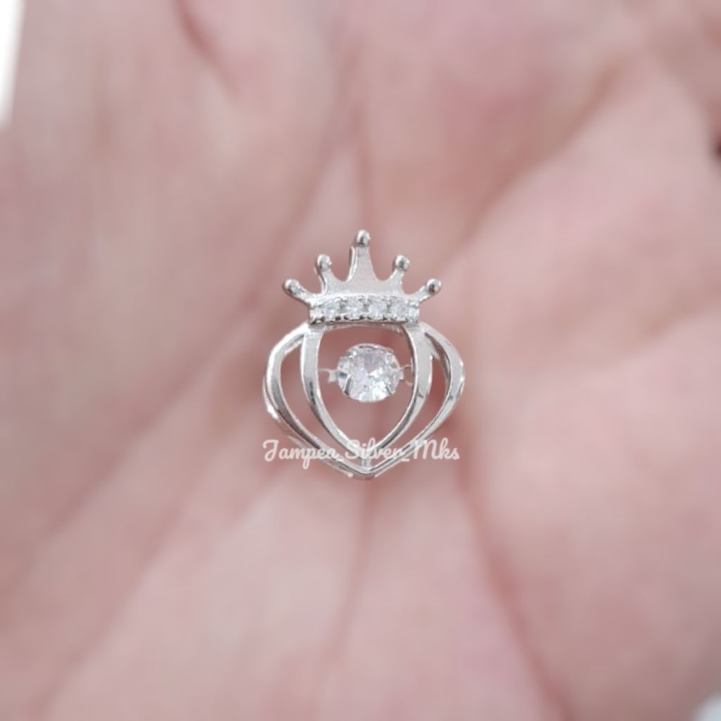 Liontin Perak Asli Mainan Kalung Model Crown Dancing Stone Mainan Kalung