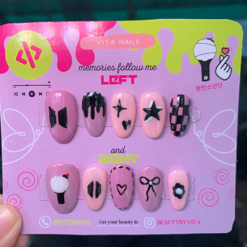 PRESS ON NAILS BTS PURPLE / FAKE NAILS / CUSTOM FAKE NAILS