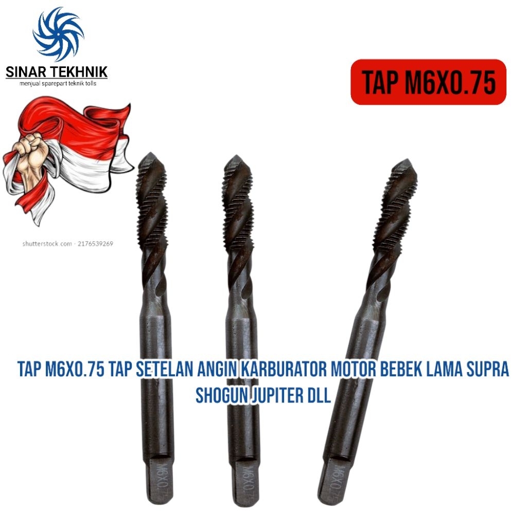 hand tap Tap M6x0.75 Tap Setelan Angin Karburator Motor Bebek Lama Supra Shogun Jupiter dll