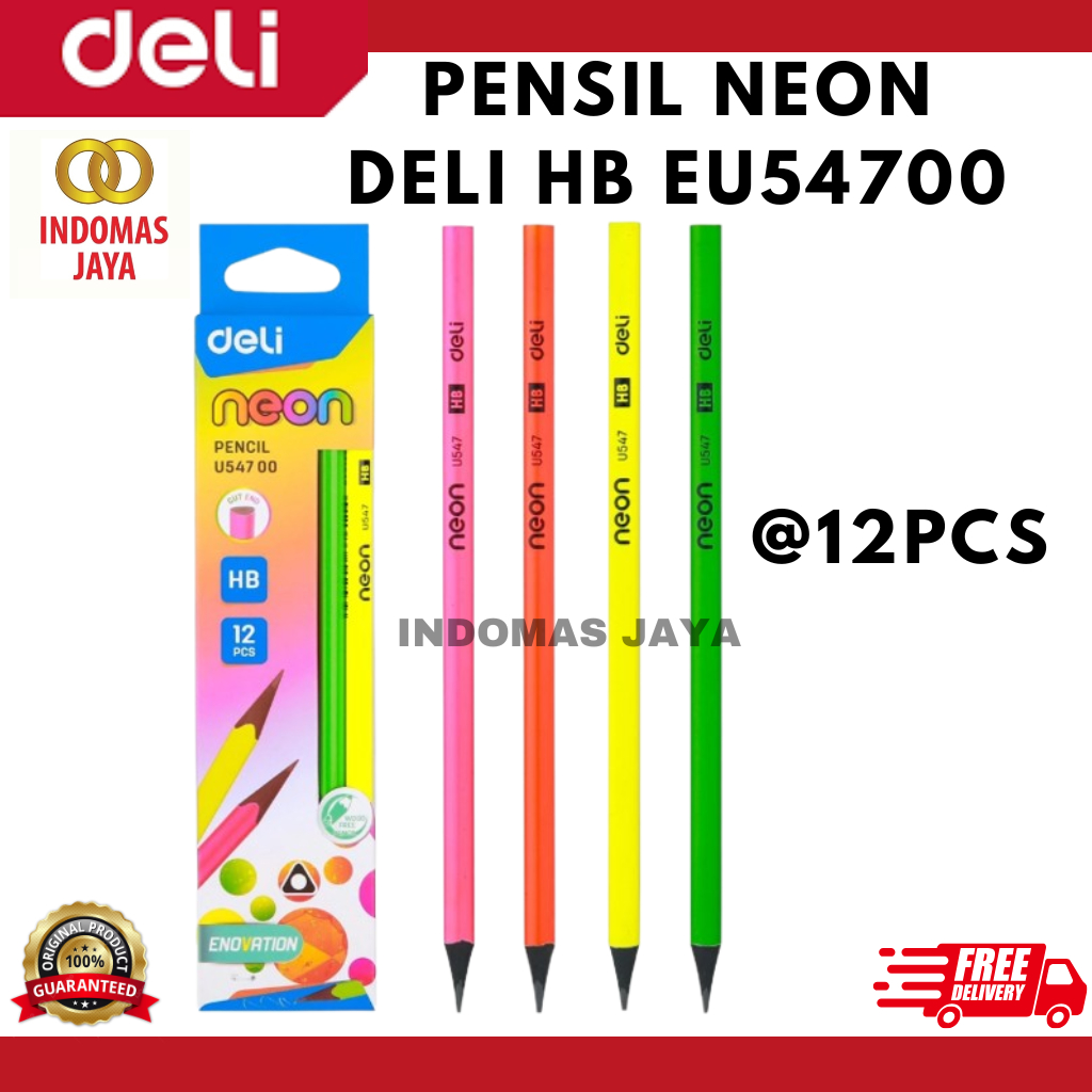 

Deli Pensil Grafit HB φ8 × 175mm 12 pcs / box Desain Berbentuk Segitiga EU54700