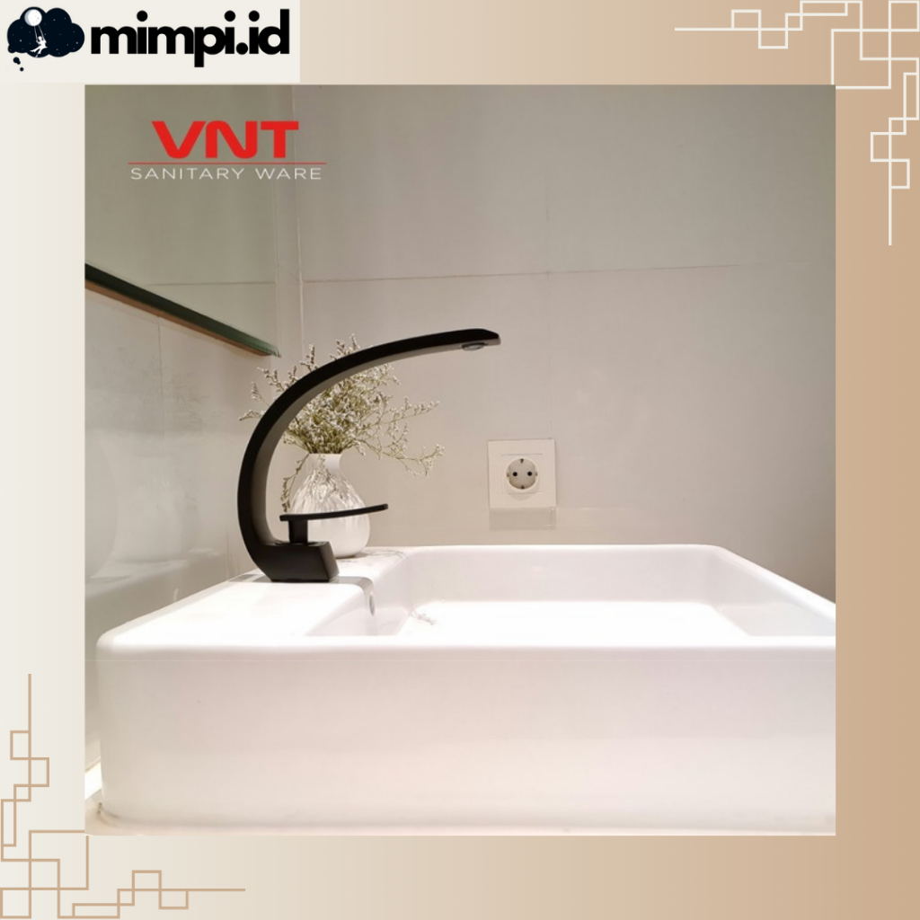 VNT Keran Washtafel Hitam Minimalis Kran Air Wastafel Panas Dingin