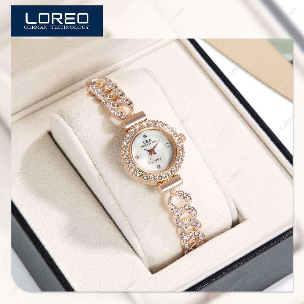 Loreo - Jam Tangan Model Gelang Rantai Jam Tangan Serut Wanita Gaya Mewah
