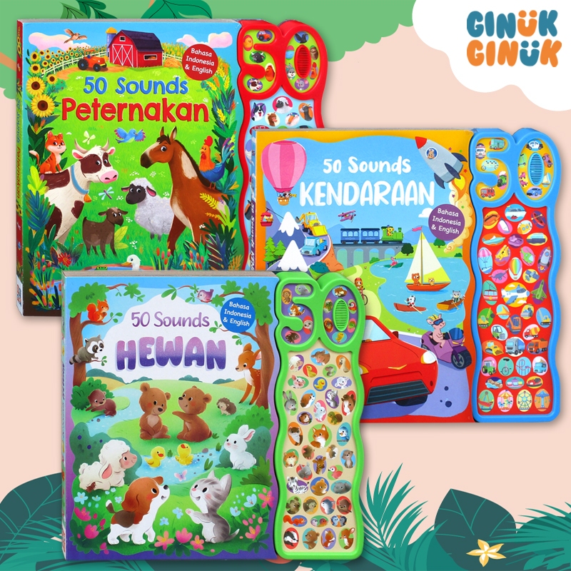 50 Sounds Kendaraan/Peternakan  Sound Board Book (Bahasa Indonesia & English)